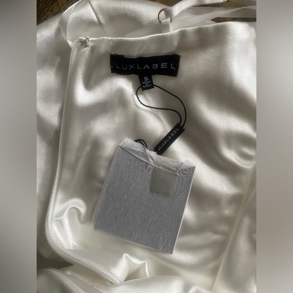 JLUXLABEL IVORY MIDI DRESS SLIT SPLIT DRESS STRETCH BODYCON - Picture 11 of 16